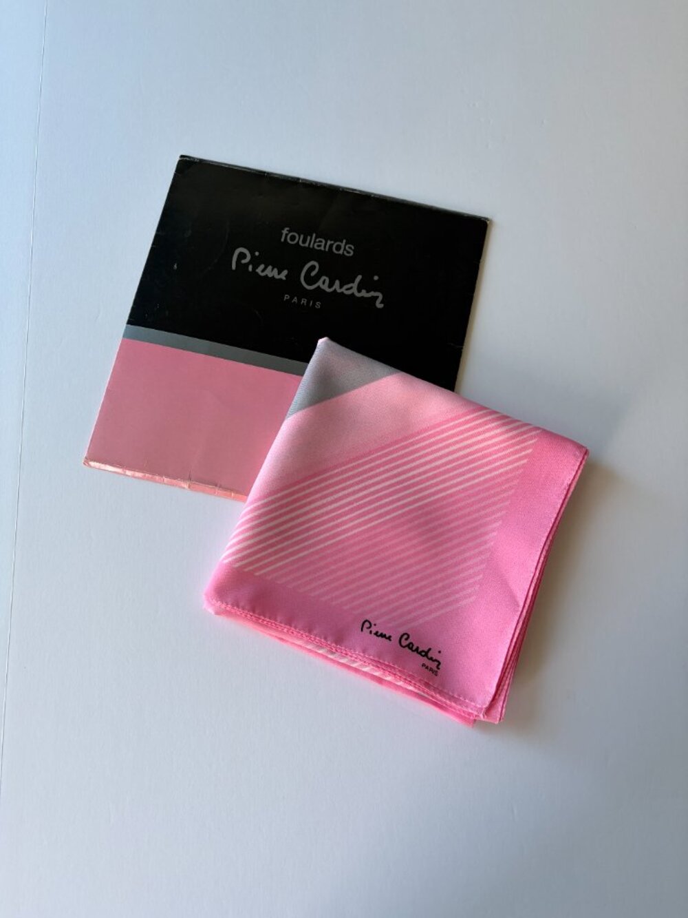 Vintage Pierre Cardin Paris Pink Geometric Scarf – 31" x 30"